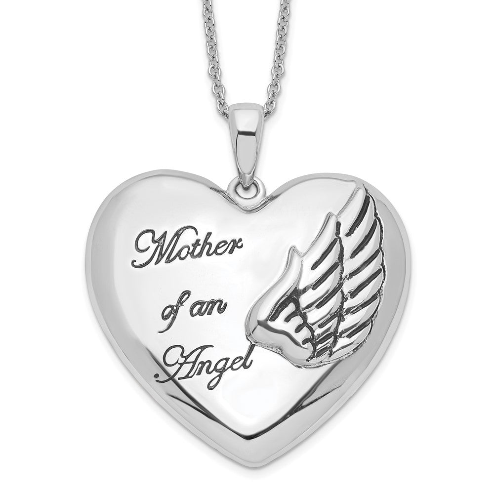 Sentimental Expressions Sterling Silver Rhodium-plated and Antiqued Mother of an Angel 18 Inch Necklace 18 Inches