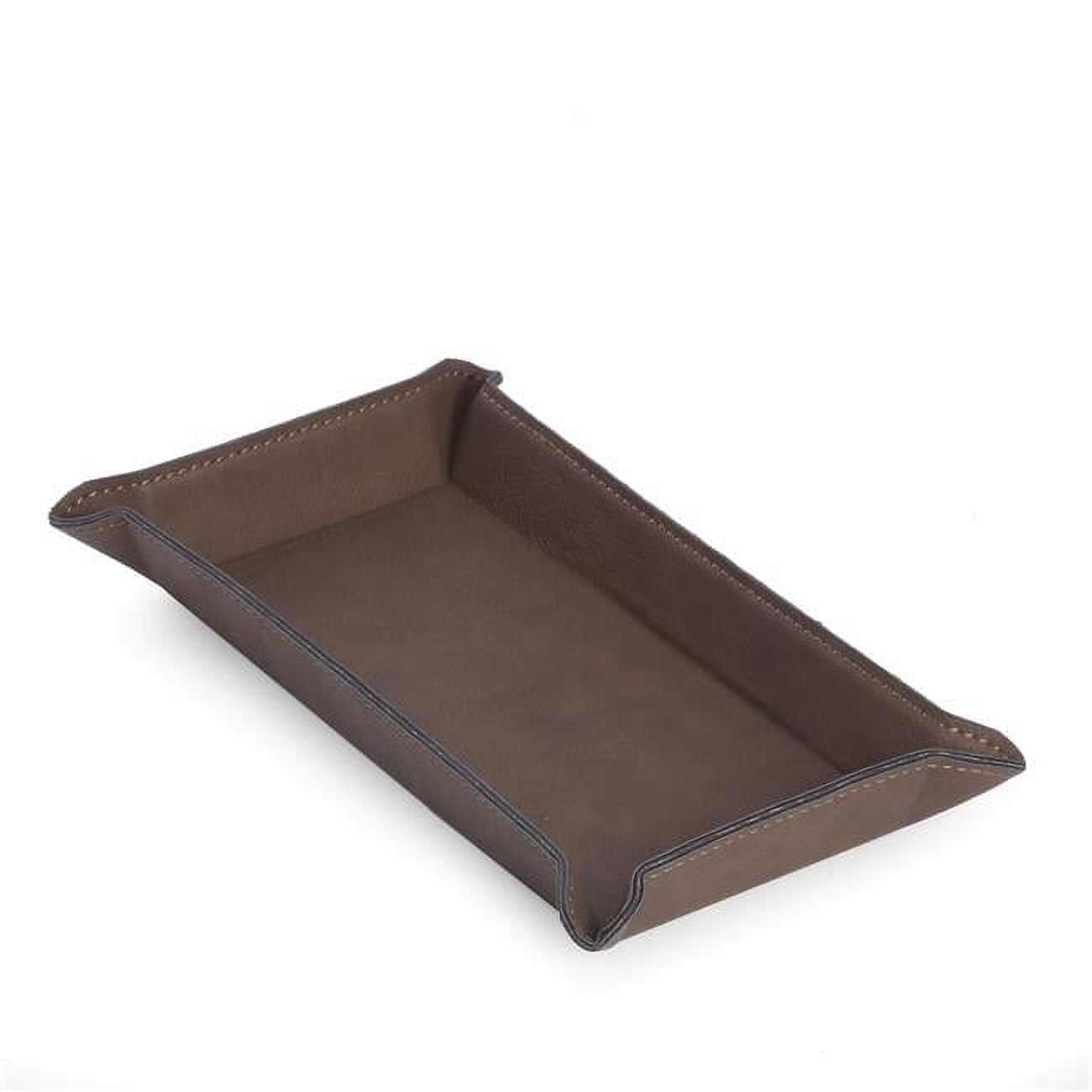 Bey-Berk International UC101N Rustic Leatherette Rectangular Valet Tray, Brown