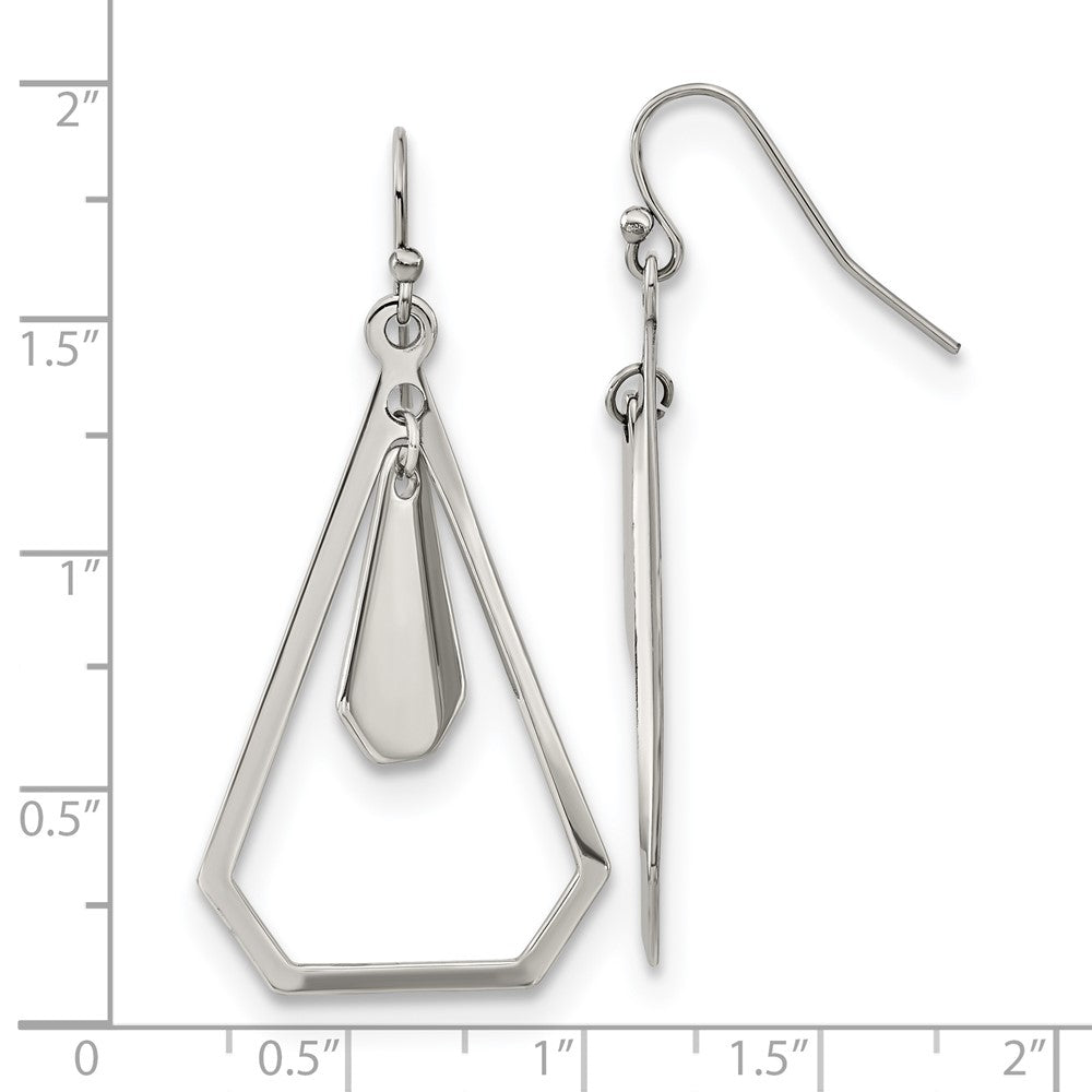 Stainless Steel Polished Dangle Shepherd Hook Earrings