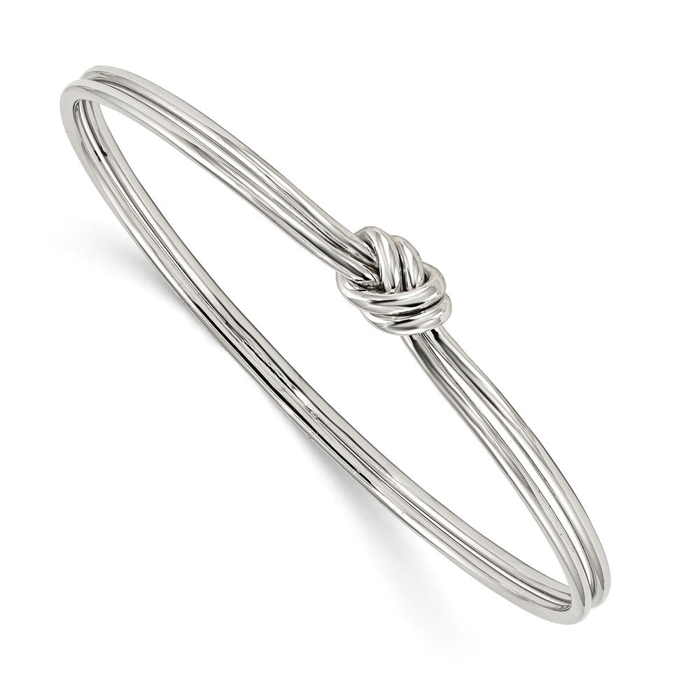 Sterling Silver Rhodium-plated Polished Knot Slip on Bangle 8 inches