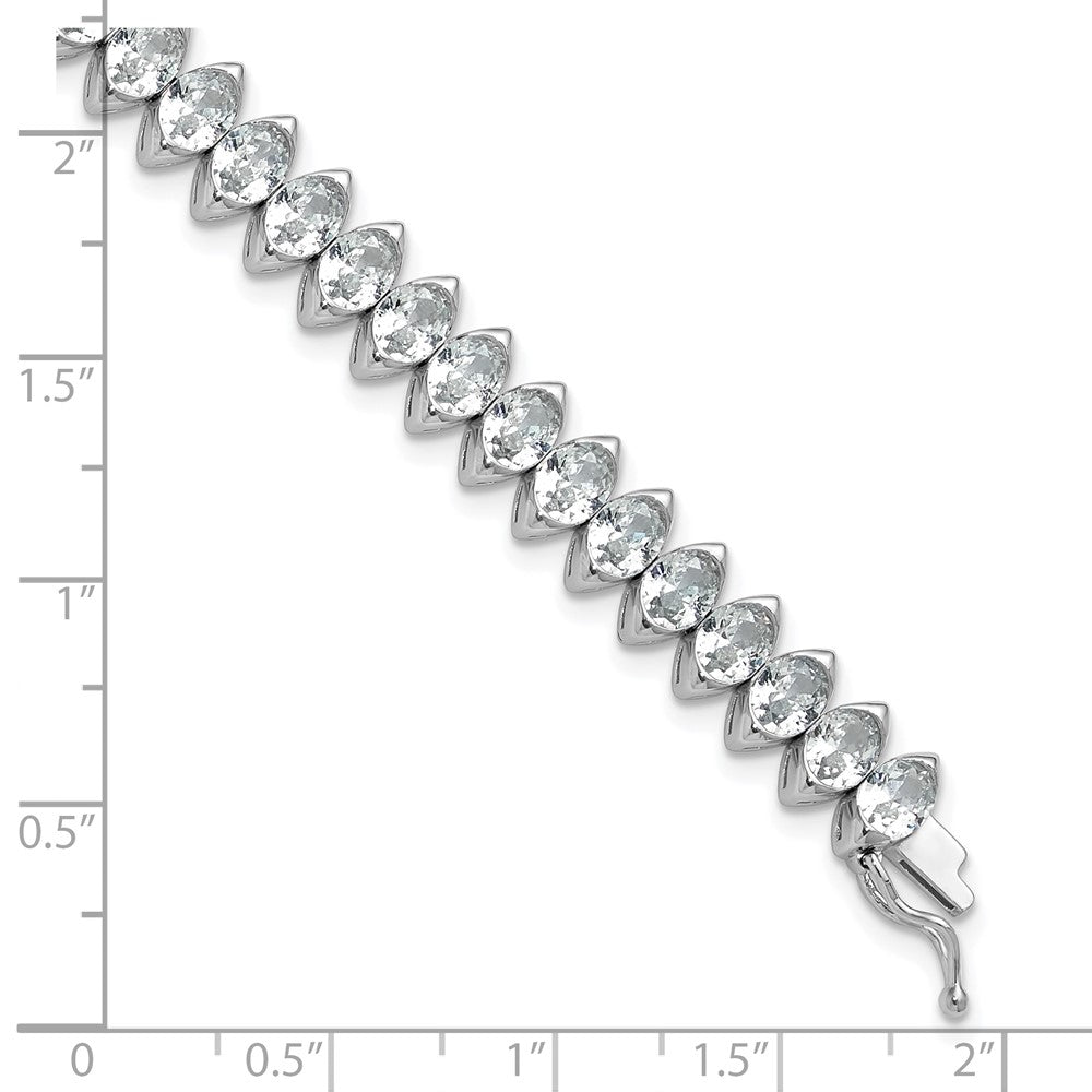 Sterling Shimmer Sterling Silver Rhodium-plated 5mm x 4mm CZ 41 Stone 7 inch Bracelet 7 inches