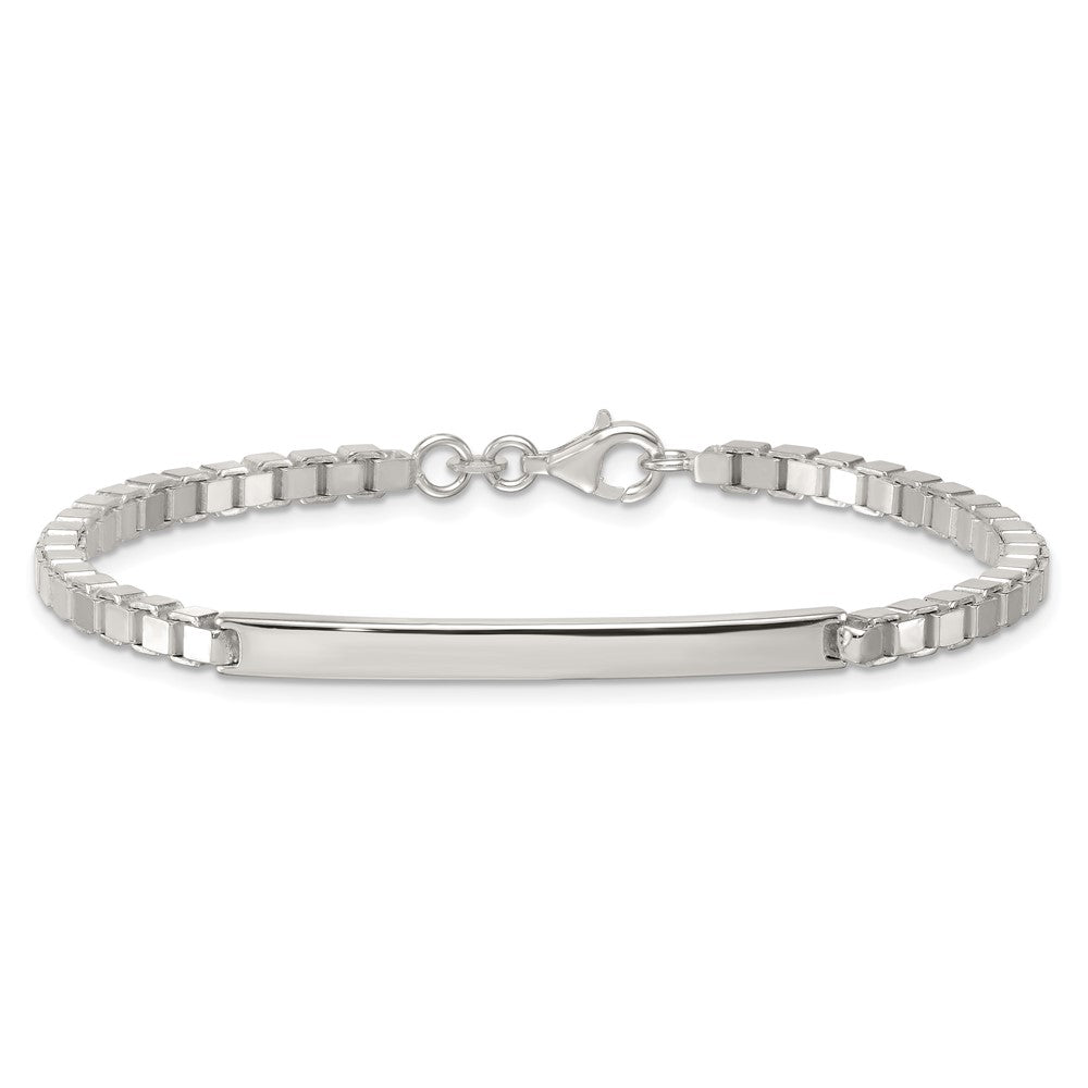 Sterling Silver Polished 3.7mm Box Chain 8 Inch ID Bar Mens Bracelet