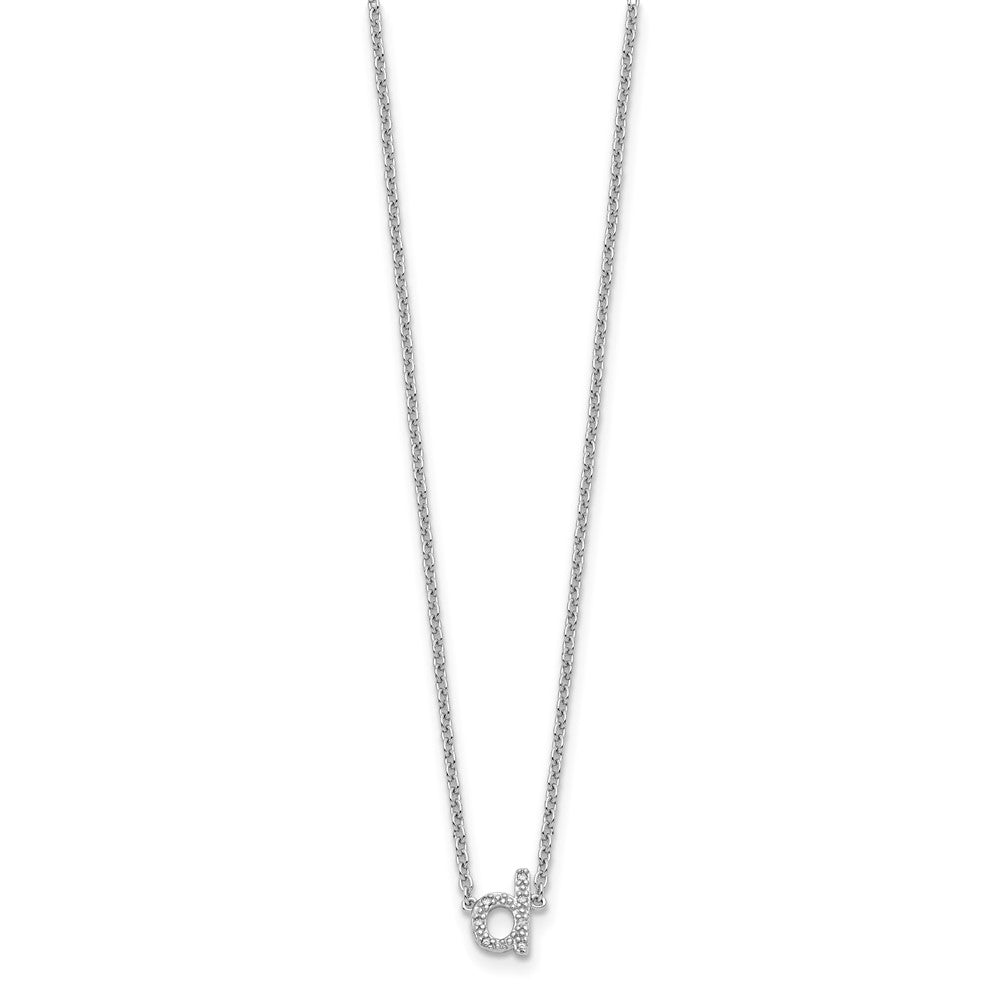 Sterling Silver Polished Diamond Initial d 16 with 2 in ext Necklace