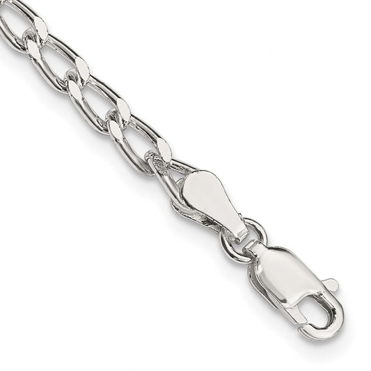 Sterling Silver 3.2mm Open Elongated Link Chain Anklet 10 inches