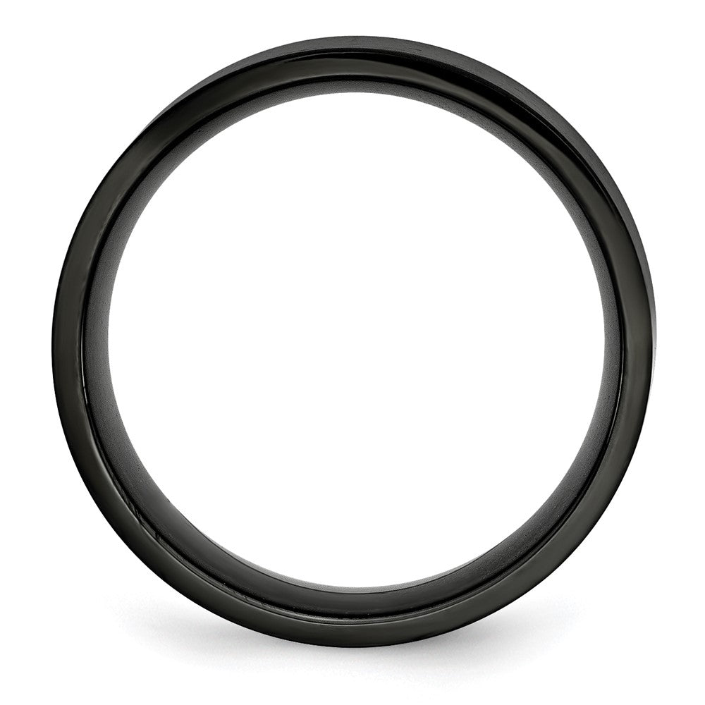 Stainless Steel Brushed Black IP-plated 8mm Flat Band Size - 13
