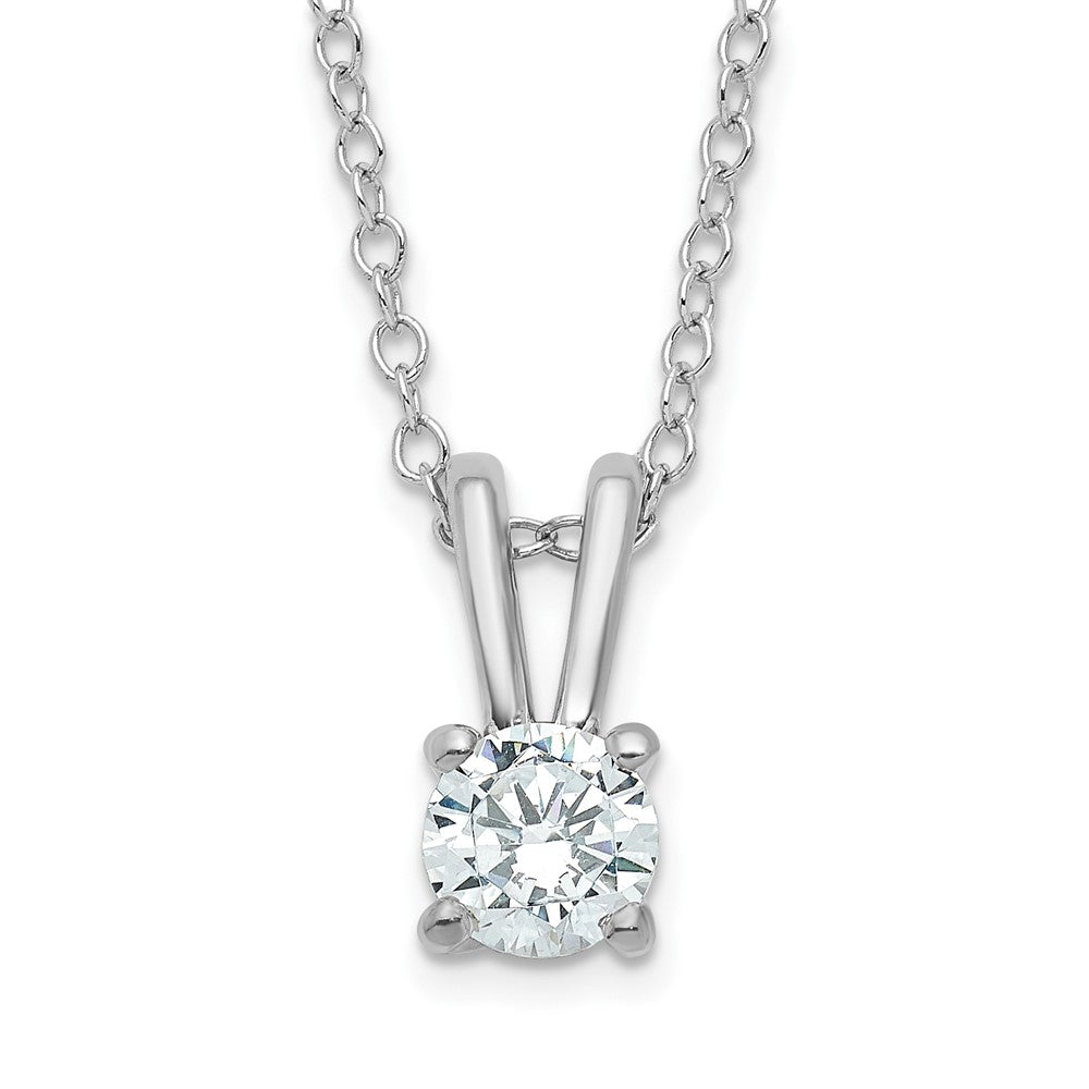 Sterling Silver Rhodium-plated Diamonore 5mm Solitare Necklace