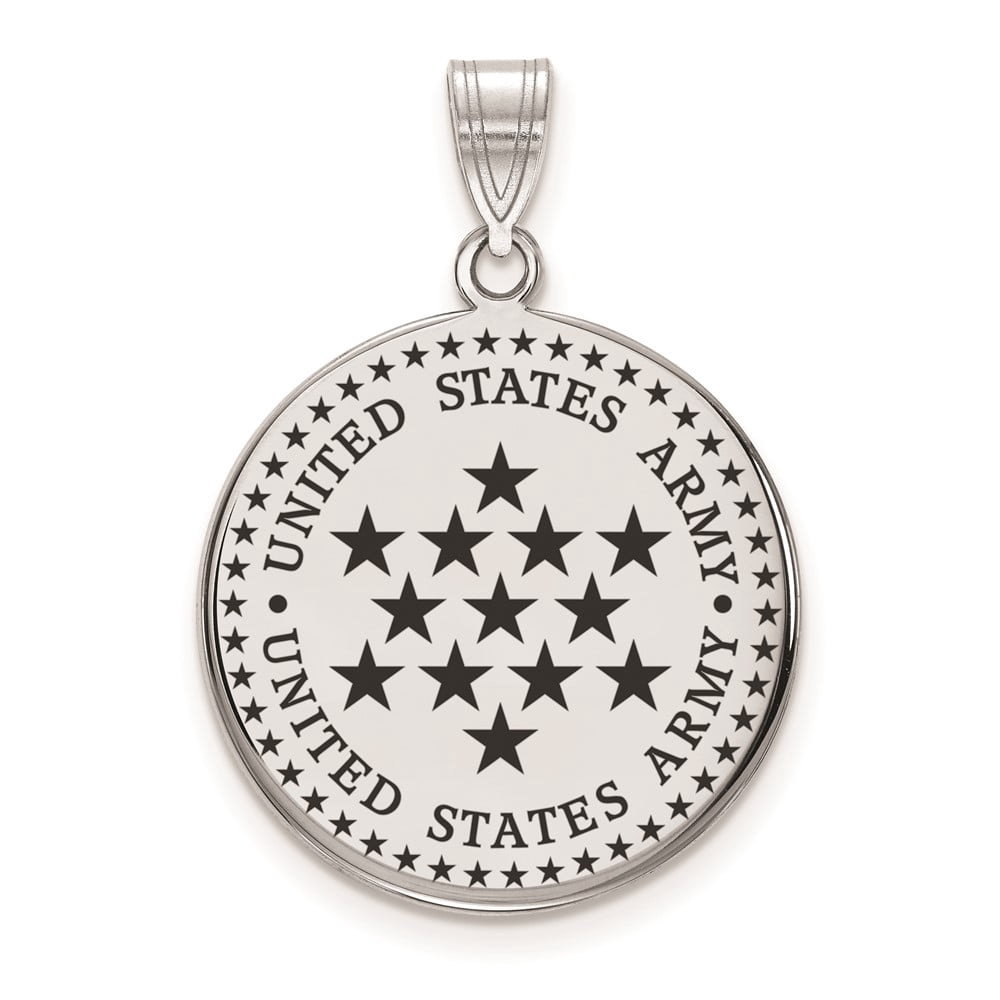 Sterling Silver Large United States Army Epoxied Disc Pendant