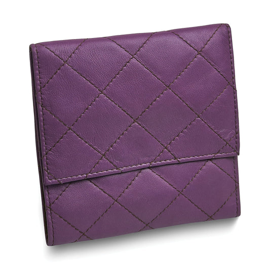 Purple Leather Satin Lined Magnetic Closure Quilted Jewelry Folder GM17725
