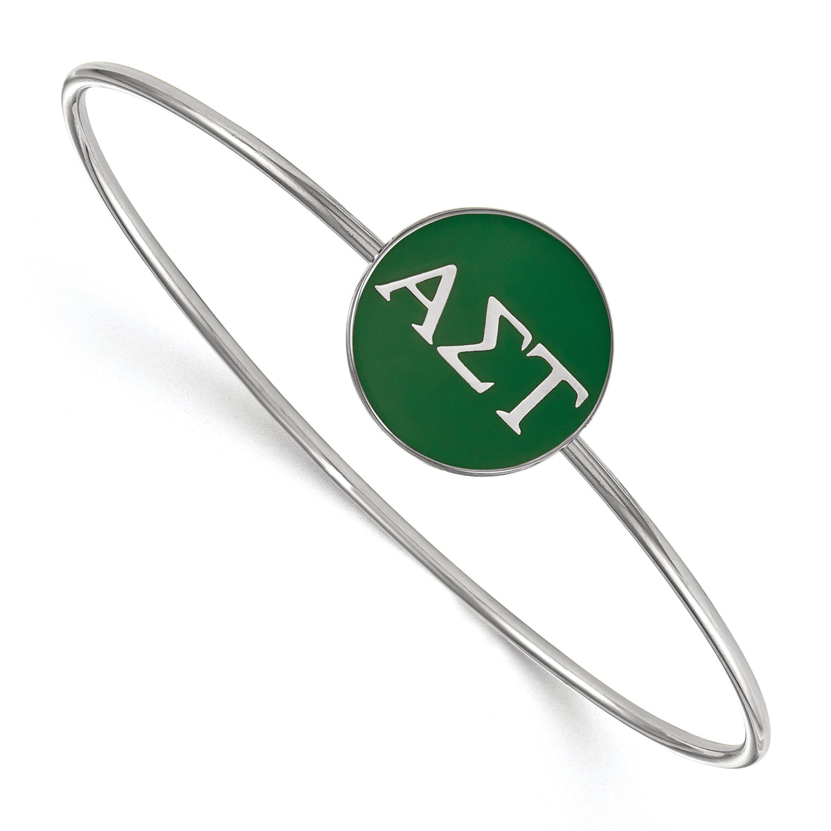 Sterling Silver Official Licensed Greek Sororities 7in Alpha Sigma Tau (???) Enameled Slip-on Bangle