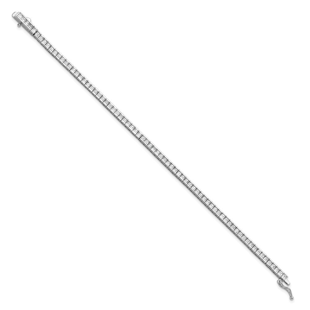 Sterling Shimmer Sterling Silver Rhodium-plated Square 2mm x 2mm CZ 74 Stone 7 inch Bracelet 7 inches