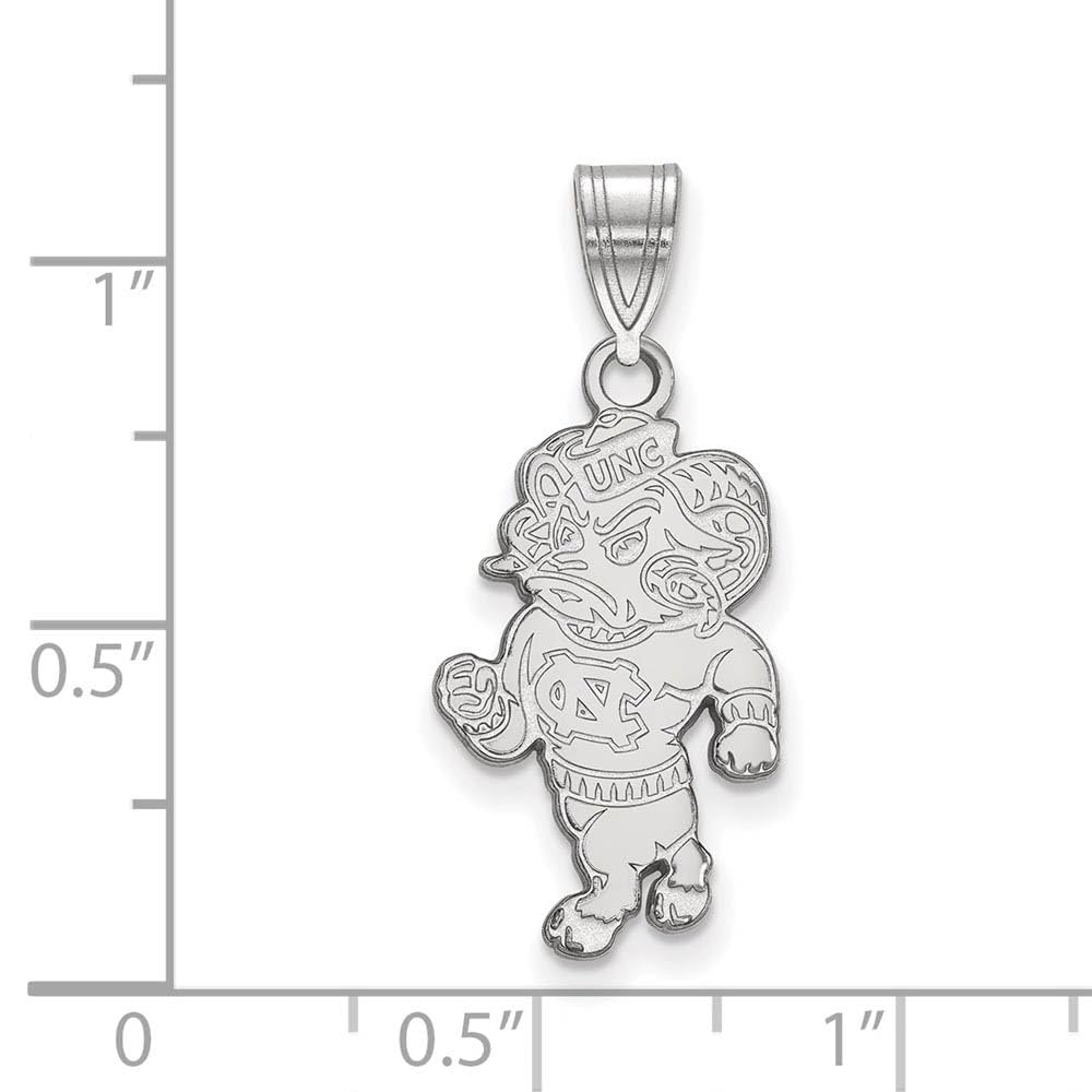 Sterling Silver Rhodium-plated LogoArt University of North Carolina Ram Large Pendant Q-SS056UNC
