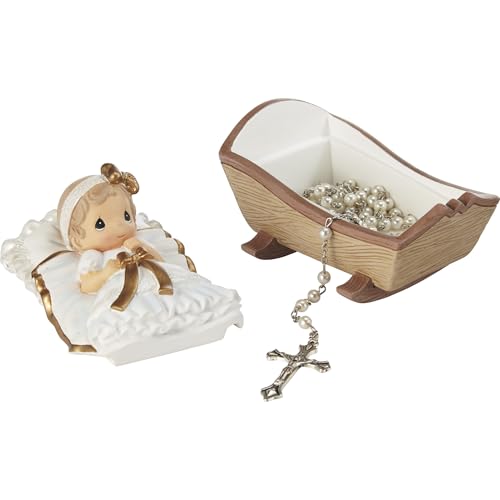 Precious Moments Cradled In His Love Girl Baptism Rosary Box with Rosary, Count 1