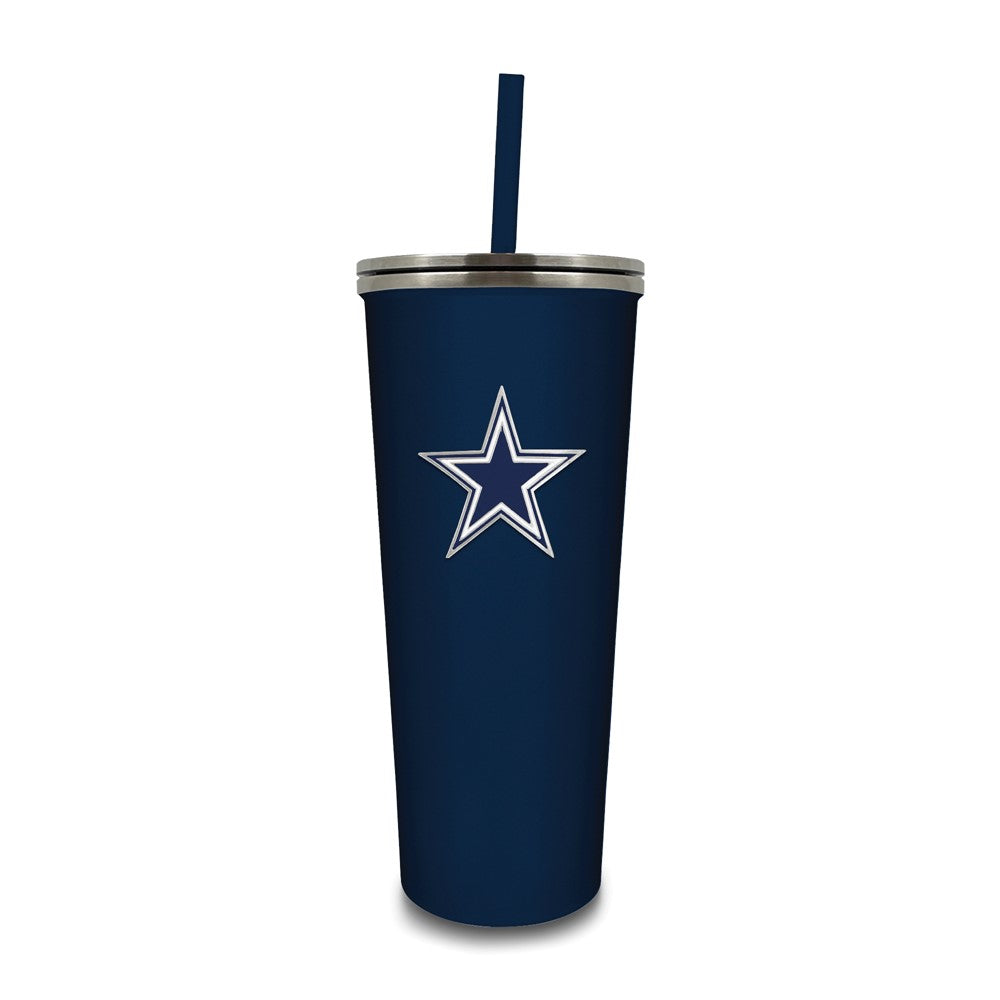 NFL Dallas Cowboys Stainless Steel 24 ounce Skinny Tumbler with Emblem and Straw