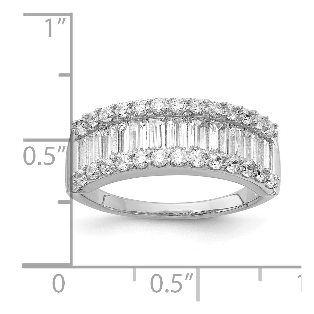 Sterling Silver Fancy Baguette Diamonelle Channel Set Band ring-RH- size-6