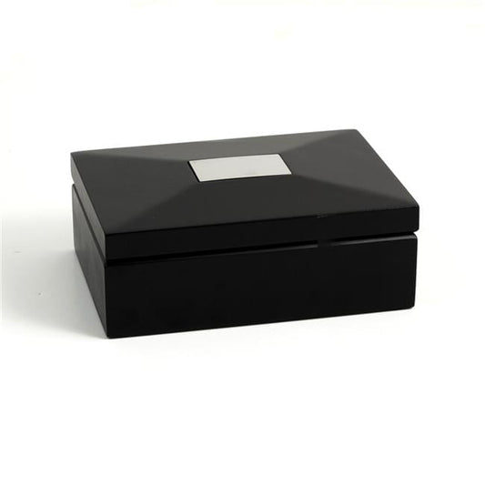 Bey-Berk International R54 1 x 2 in. Hinged Box with Removable Divider & Brushed Silver Engraving Plate, Ebony