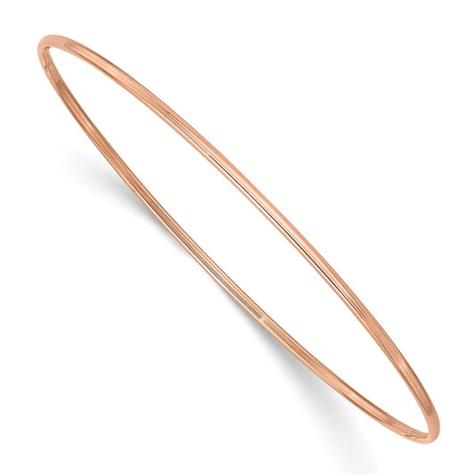 14k 1.5mm Rose Gold Polished Slip-on Bangle Bracelet 8  inches
