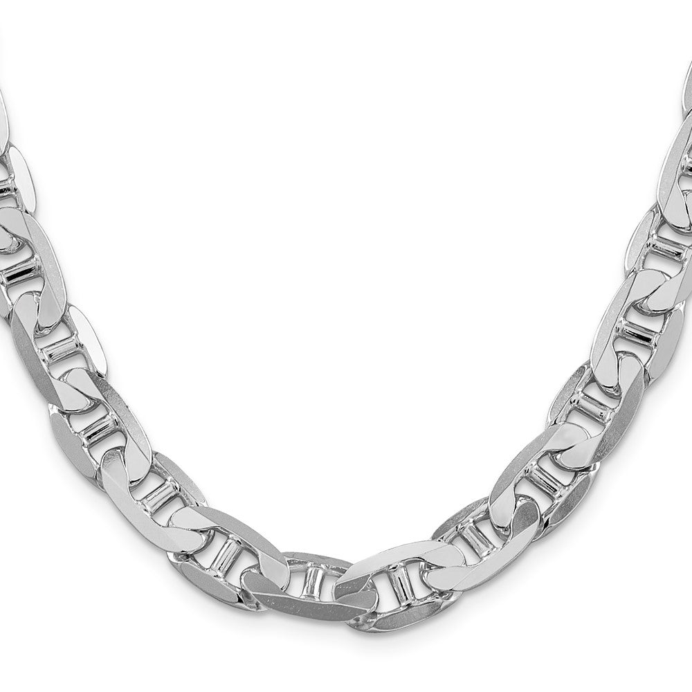 Sterling Silver Rhodium-plated 9.5mm Flat Anchor Chain 24 Inches
