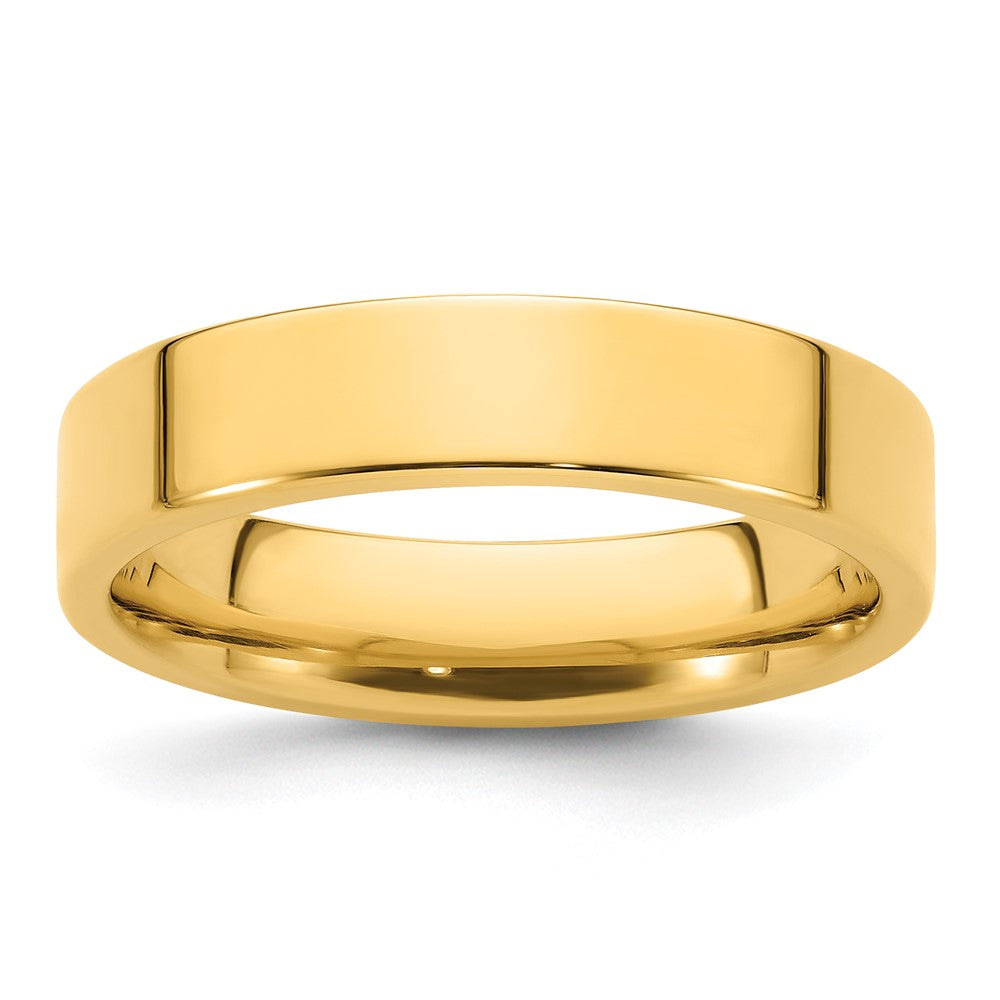 14k Yellow Gold 5mm Standard Weight Flat Comfort Fit Wedding Band Size 9.5