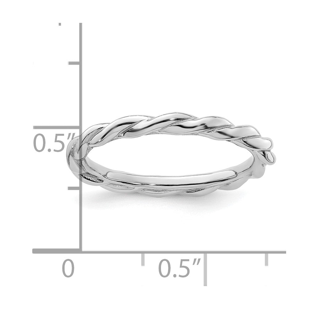 Sterling Silver Stackable Expressions Rhodium Twist Ring Size -9