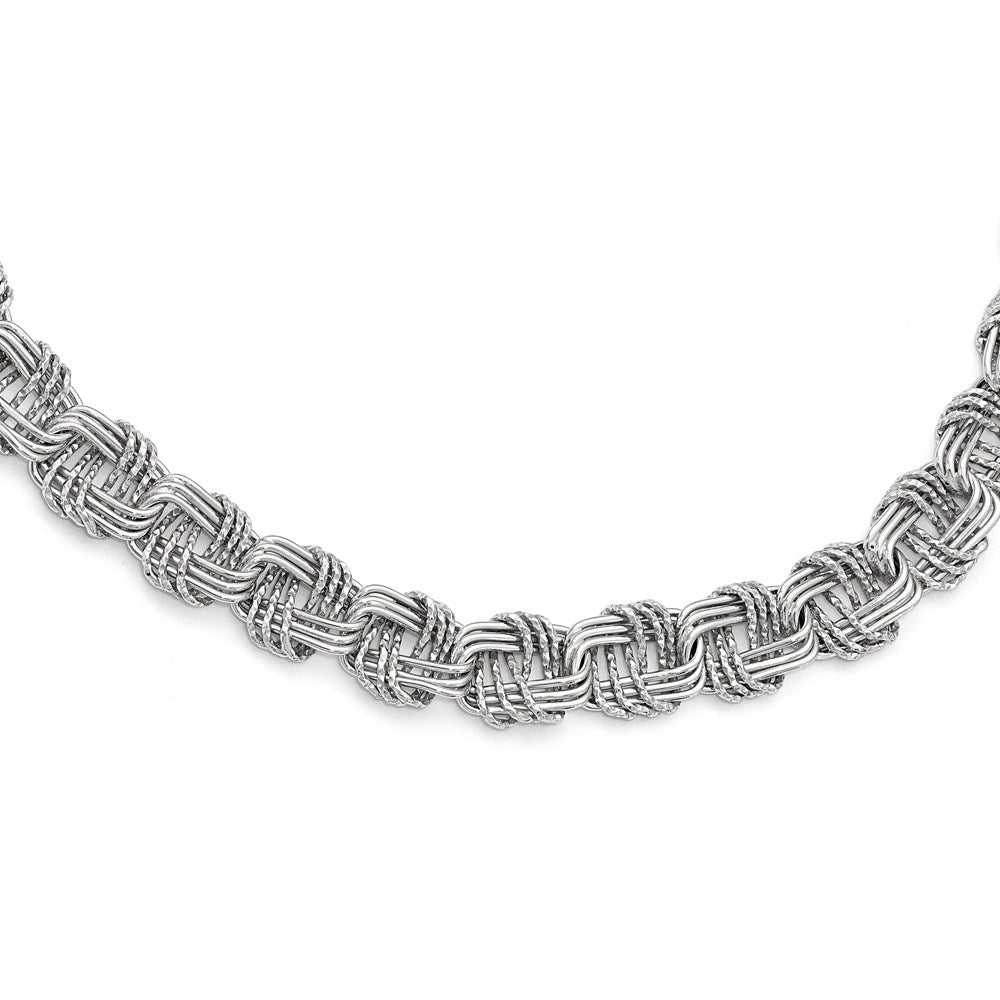 Sterling Silver Polished & DC w/1in ext. Necklace