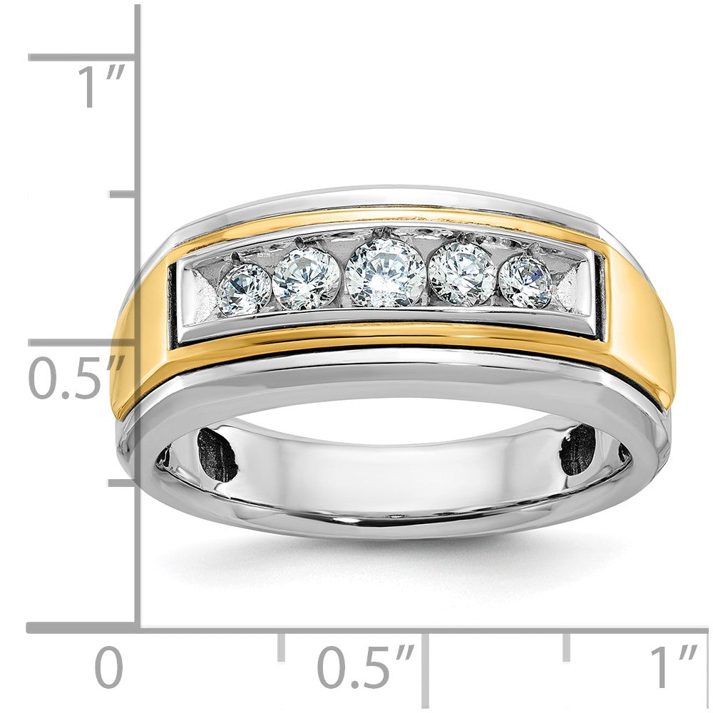 IBGoodman 14k Two-tone Men's Polished 5-Stone 1/2 Carat AA Quality Diamond Ring