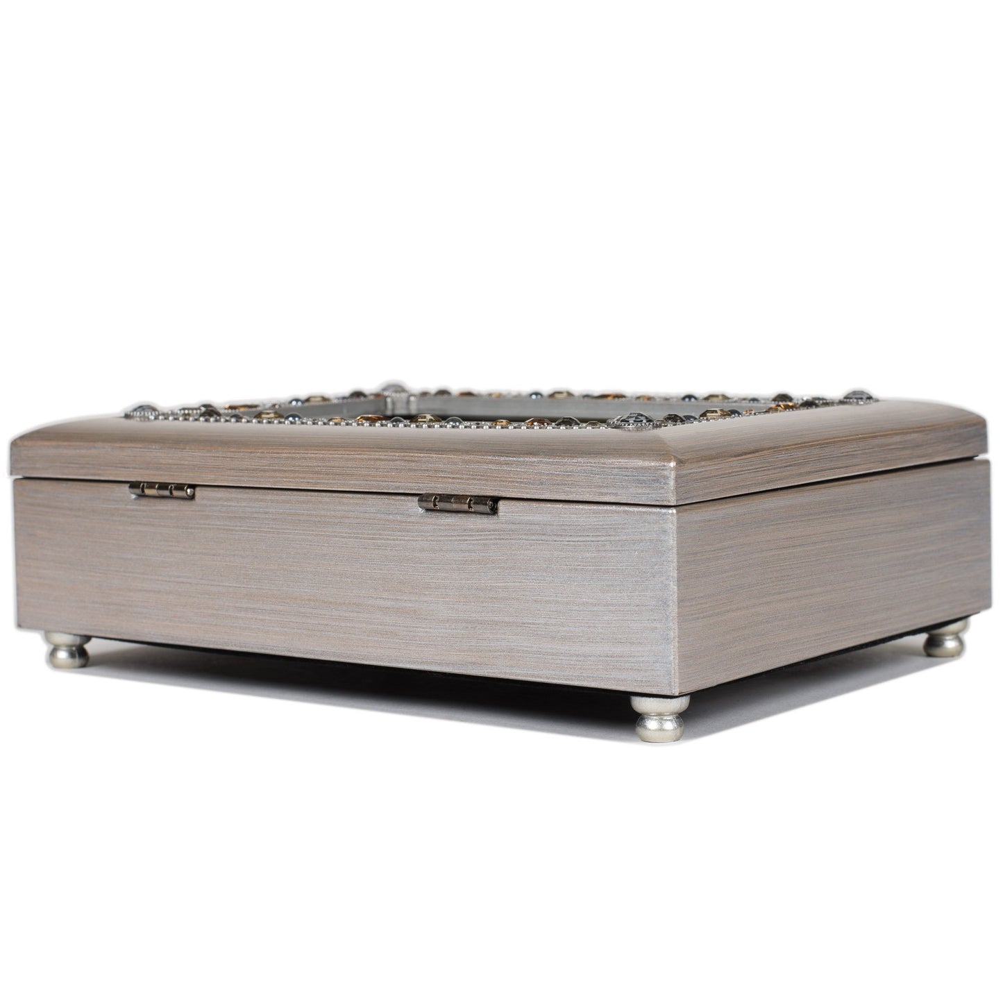 Silver-tone Resin Moon and Back Jeweled Music Box (Plays You Light Up My Life) Q-GM18625