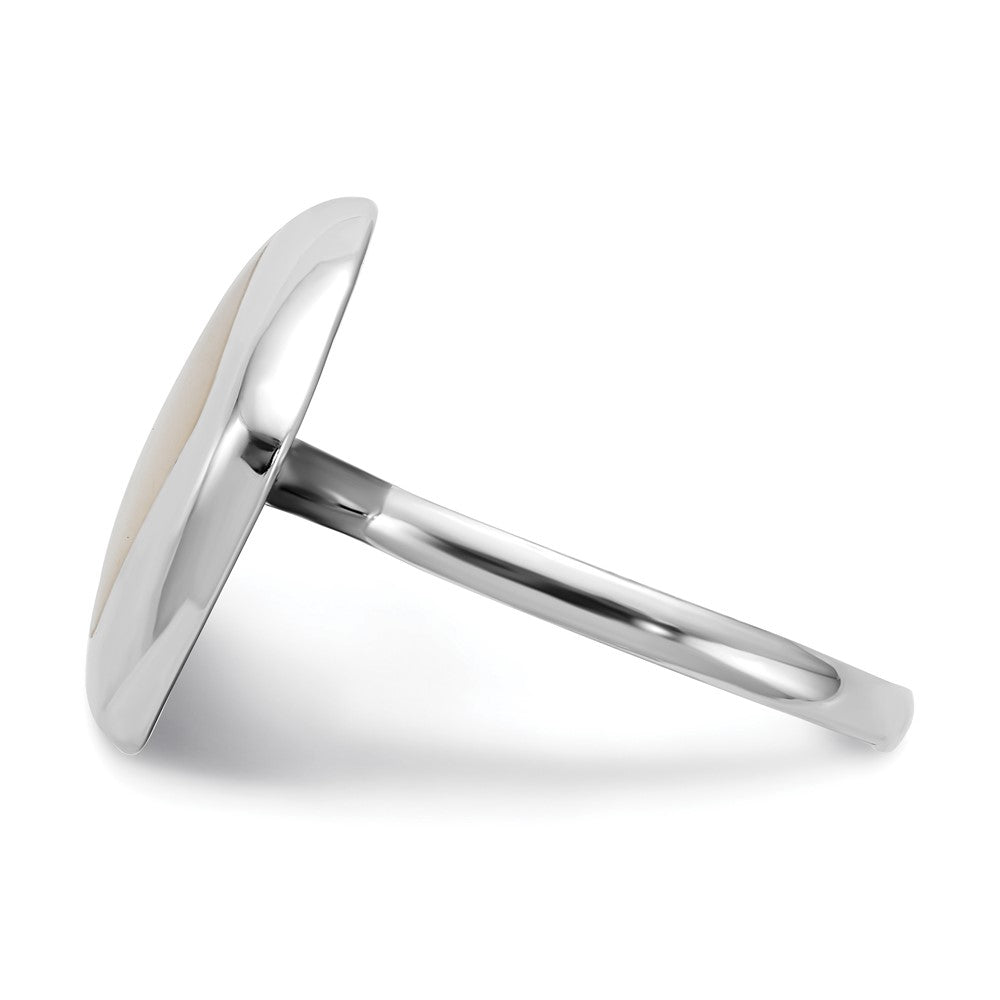 Sterling Silver Rhodium-plated Moon Mother of Pearl Ring