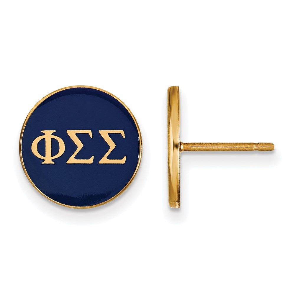 Sterling Silver Gold-plated LogoArt Phi Sigma Sigma Sorority Greek Letters Color Enamel Post Earrings