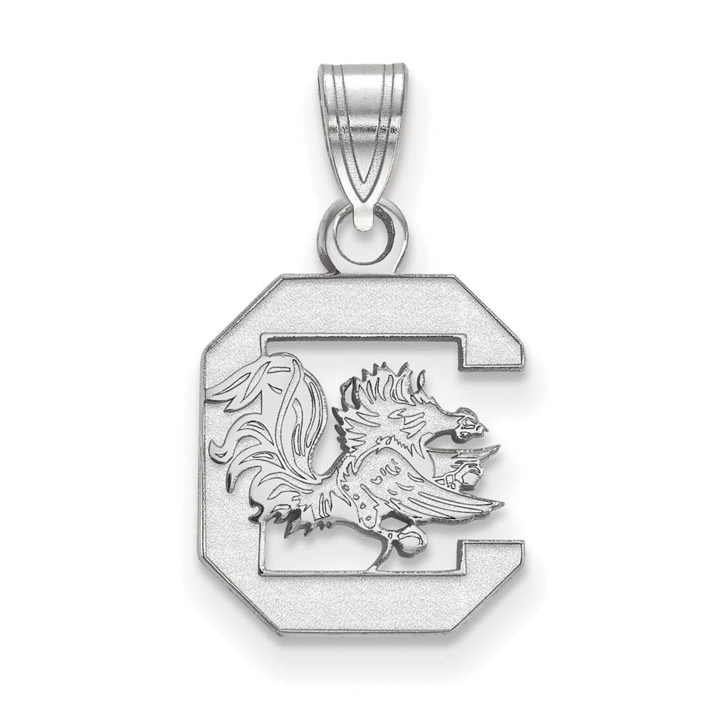 Sterling Silver Rhodium-plated LogoArt University of South Carolina Small Pendant QSS002USO