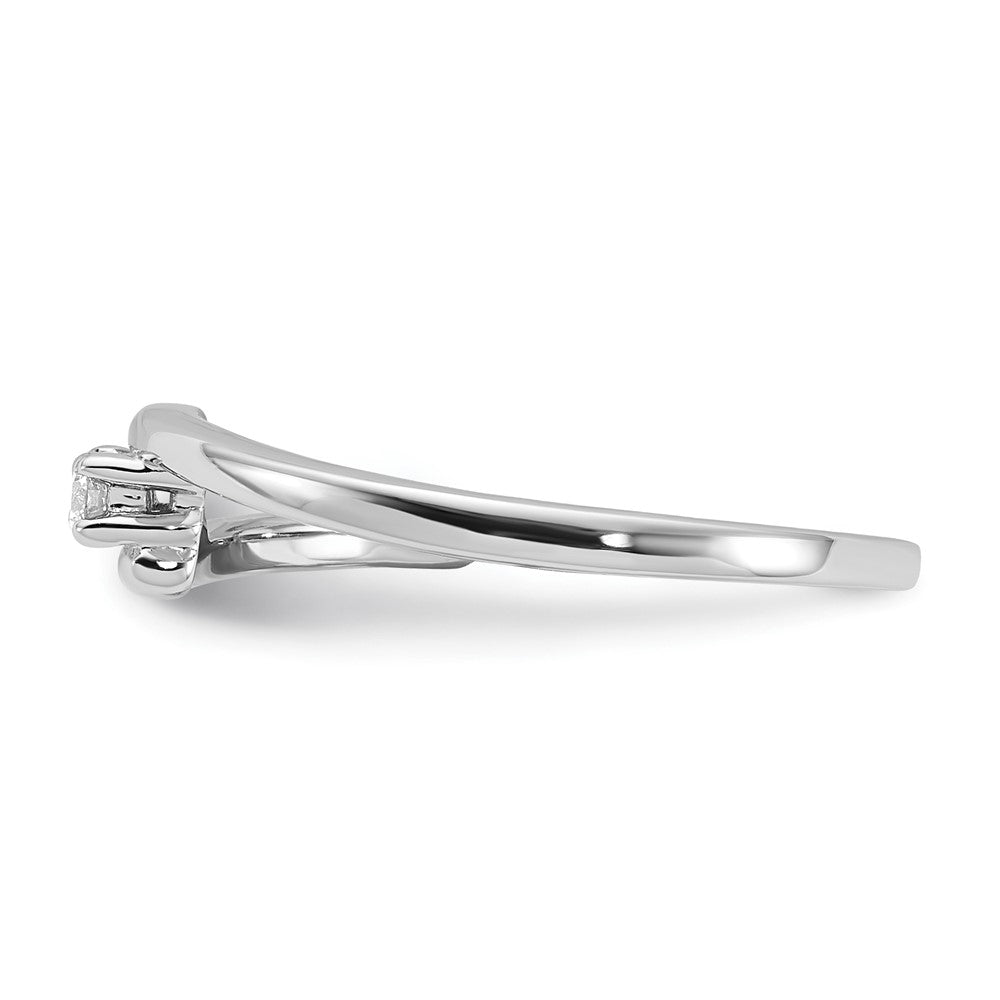 Sterling Silver Polished Horizontal Two Stone Diamond Ring