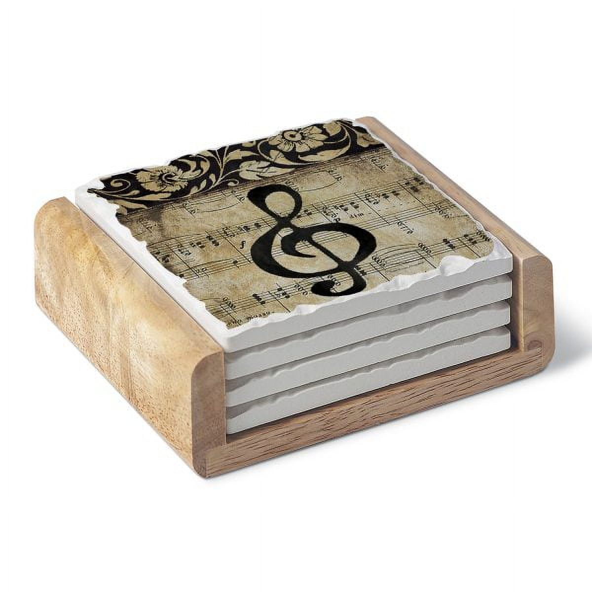 CounterArt Music Staff 4 Pack Single Image Coaster Set in Wooden Holder