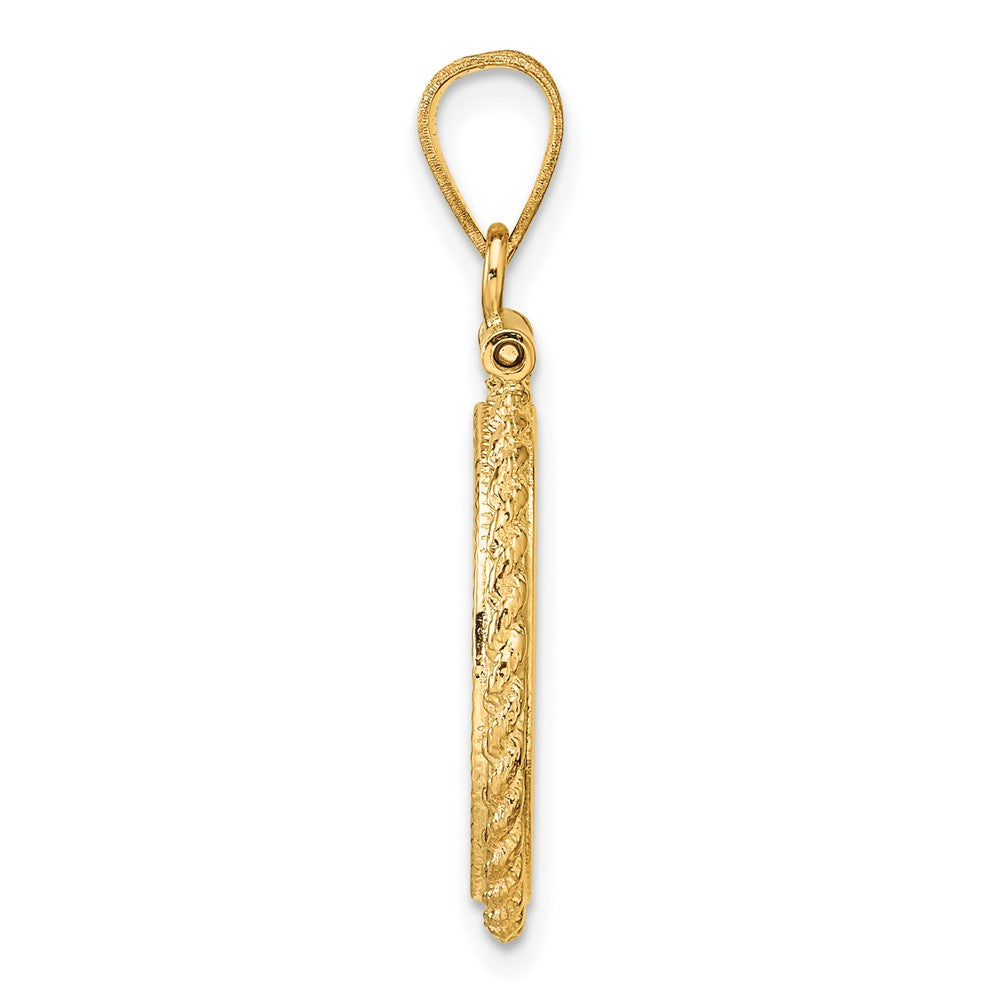 Wideband Distinguished Coin Jewelry 14k Polished and Diamond-cut Casted Rope 16.5mm x 1.35mm Screw Top Coin Bezel Pendant
