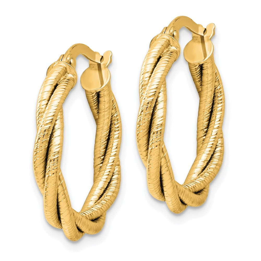 14K Twisted Triple Twist Hoop Earrings