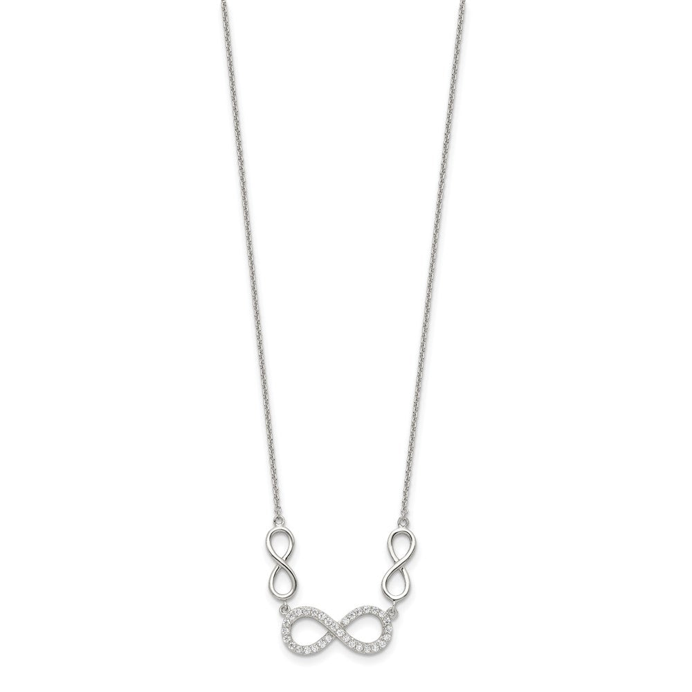 Sterling Silver RH-plated Polished CZ Infinity Symbol Necklace 18 Inches