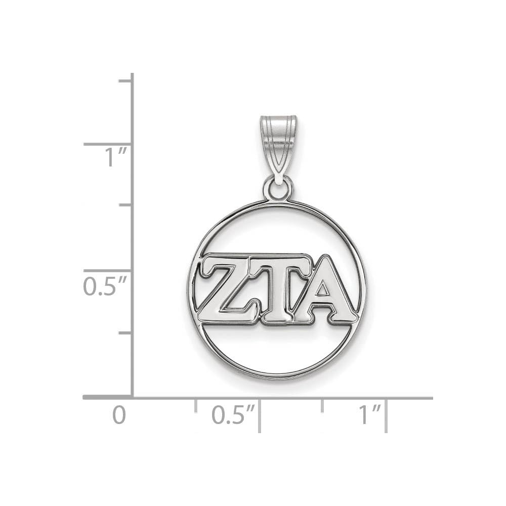 Sterling Silver Official Licensed Greek Sororities Zeta Tau Alpha (ZTA) Small Circle Pendant