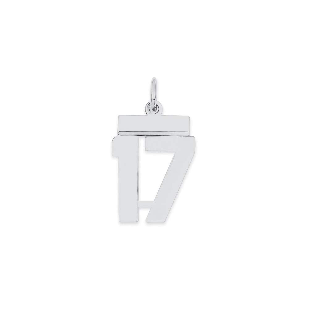 Sterling Silver/Rhodium-plated Polished Number 17 Charm