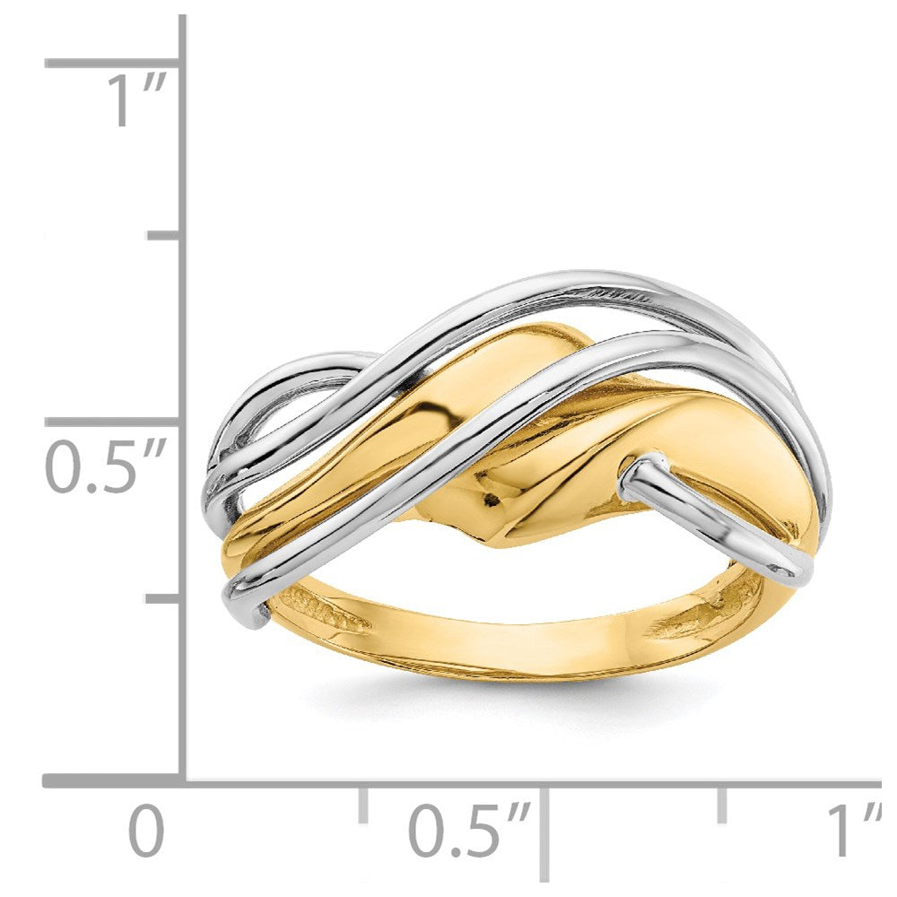 14k Two-tone Wave Ring Size 7