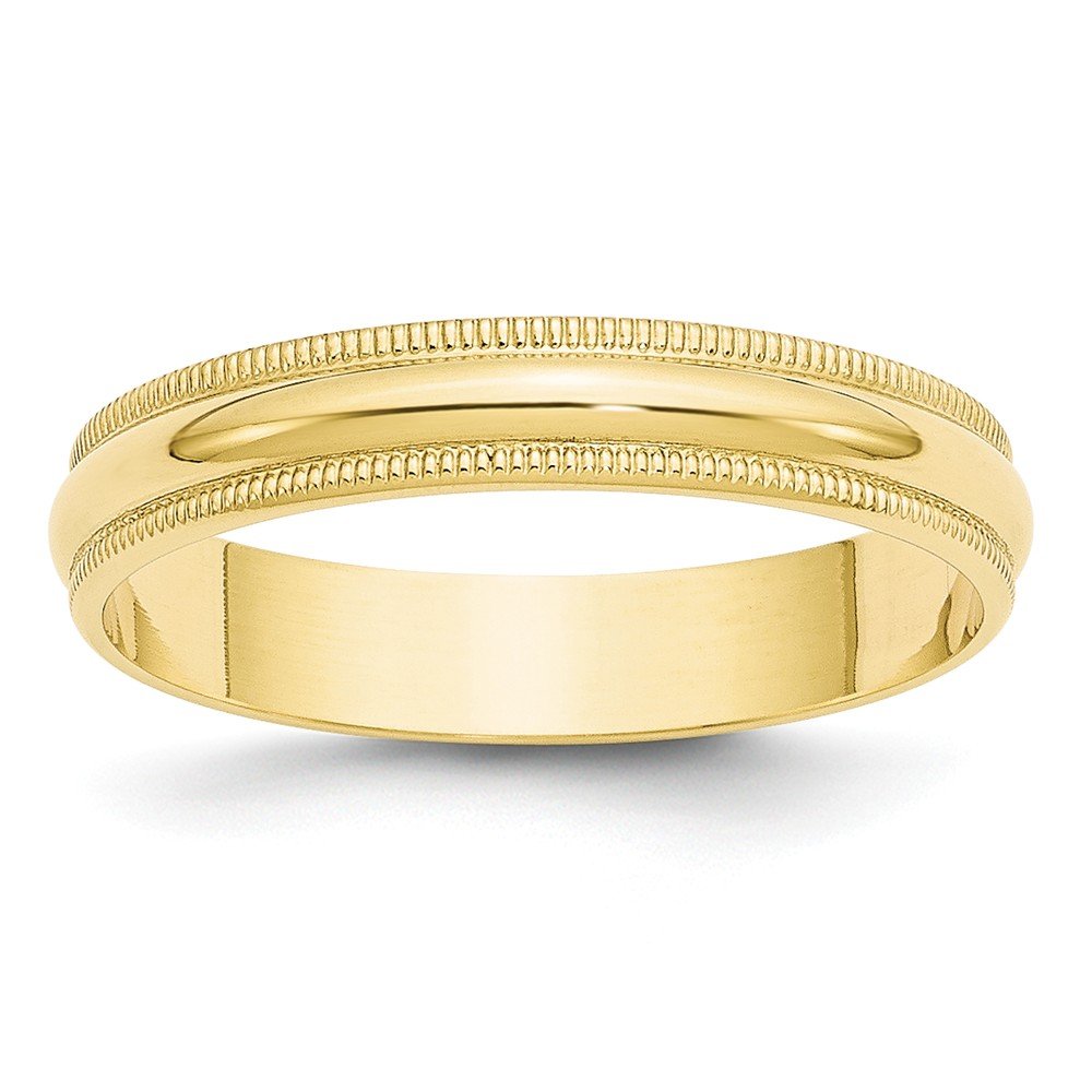 10k Yellow Gold 4mm Lightweight Milgrain Half Round Wedding Band Size 5