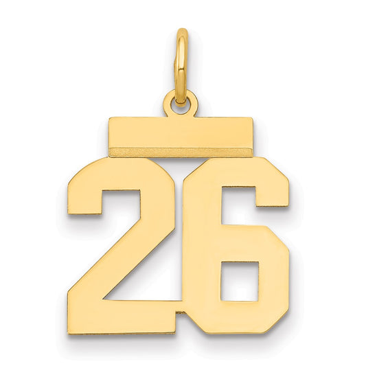 14k Small Polished Number 26 Charm