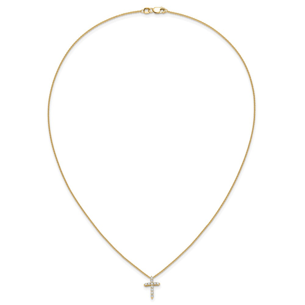 14k 1/4 carat Lab Grown Diamond VS/SI+ G+ 18 inch Cross Pendant Necklace