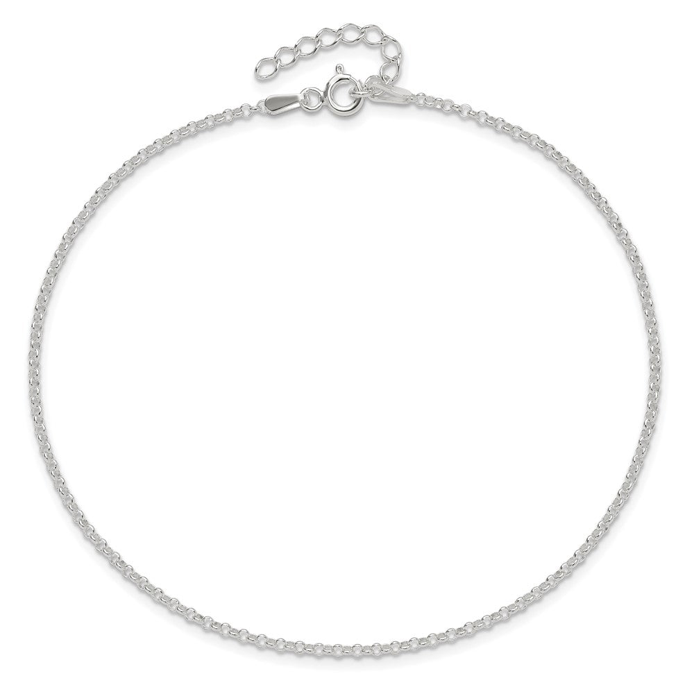 Sterling Silver 1.5mm Rolo 9in Plus 1in ext. Chain Anklet 9 inches