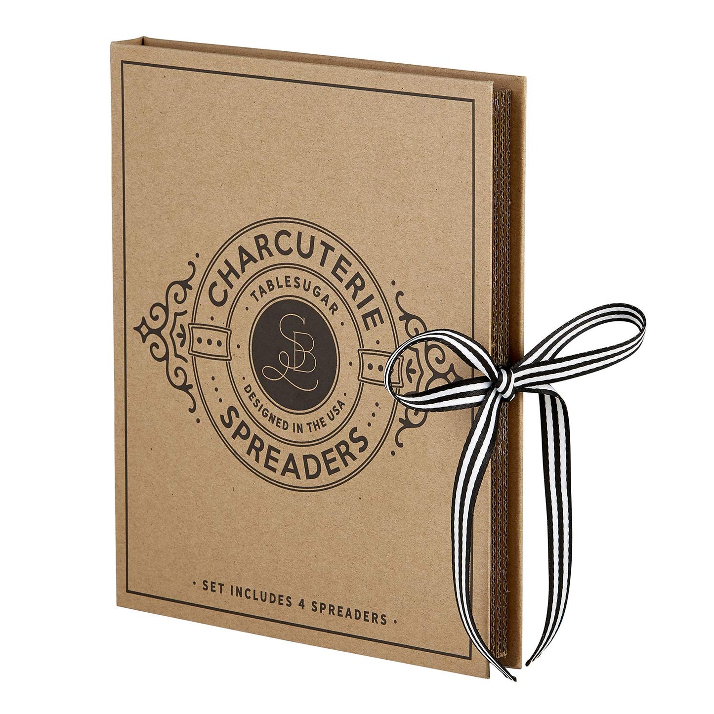 Creative Brands Table Sugar Charcuterie Stainless Steel Serving Spreaders, Set of 4, Black