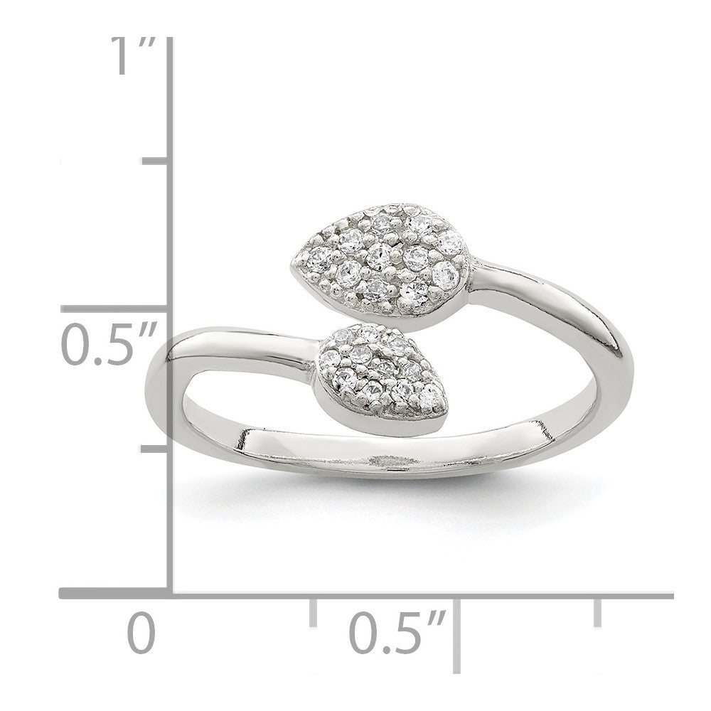 Sterling Silver CZ Leaf Wrap Ring