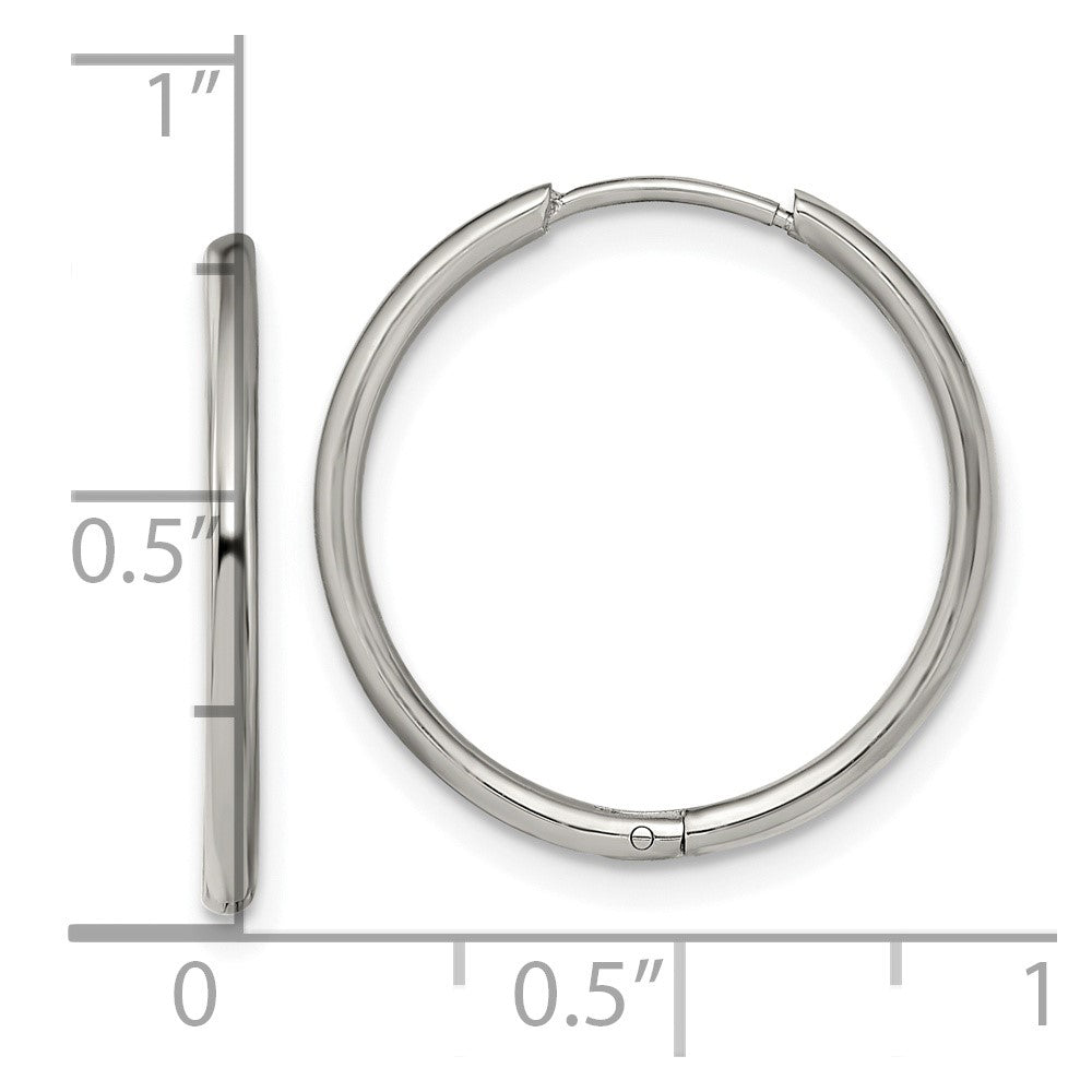 Stainless Steel Polished 1.6mm Hinged Hoop Earrings