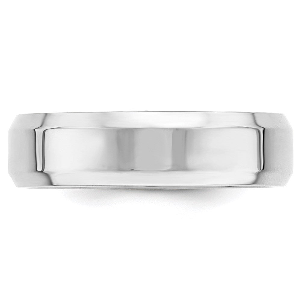 10k White Gold 6mm Beveled Edge Comfort Fit Wedding Band Size 10.5