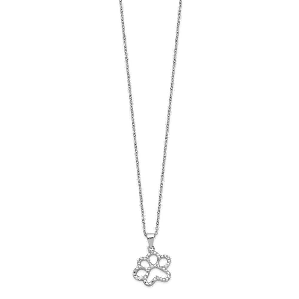 Cheryl M Sterling Silver Rhodium-plated Brilliant-cut CZ Paw 18.25 Inch Necklace 18.25 Inches