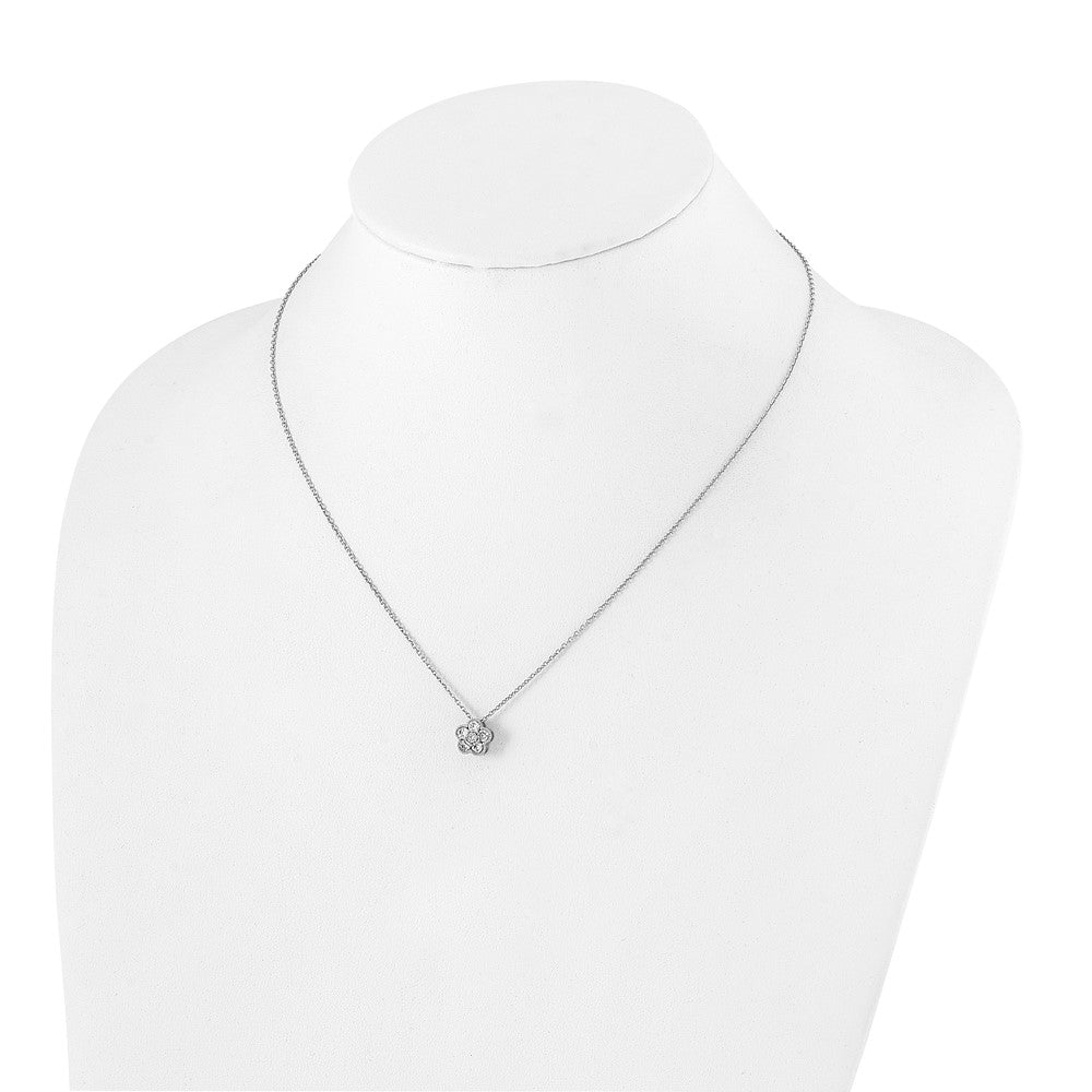 True Origin 14k White Gold 1/2 carat Lab Grown Diamond VS DEF 18 inch Floral Pendant Necklace