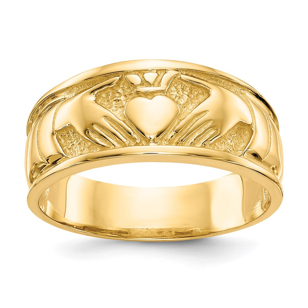14k Polished Claddagh Band Size 7