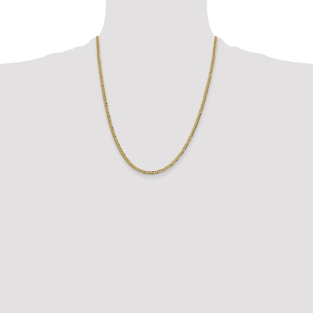 14K 22 inch 3.1mm Lightweight Flat Cuban with Lobster Clasp Chain
