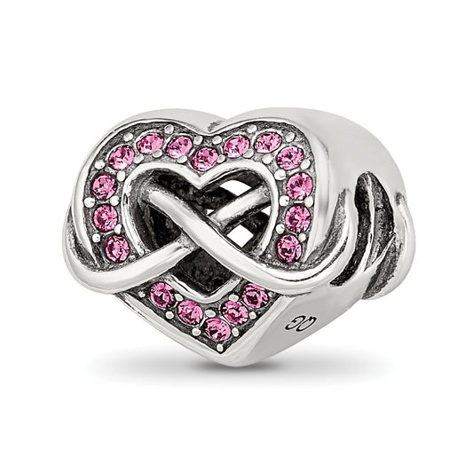 Sterling Silver Reflections Crystal Infinity Symbol in Heart Bead